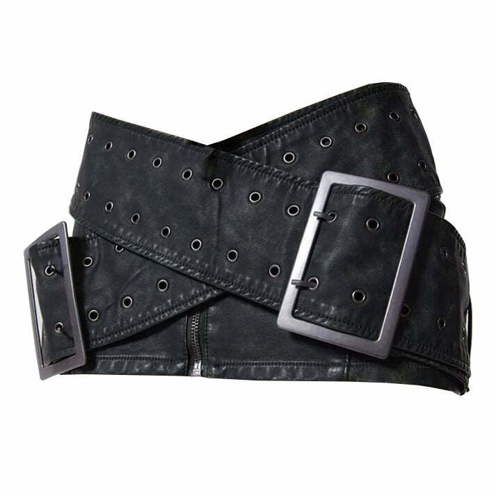 Trendy Y2K Huge Buckle Micro Skirt for Grunge and Coquette Aesthetic