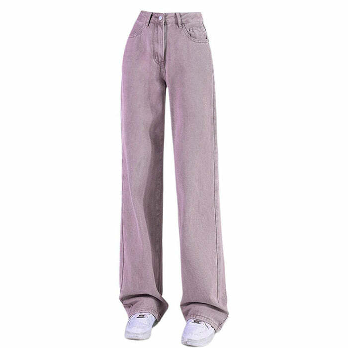 Trendy Y2K Lavender Jeans for Skater Girls - Aesthetic Grunge Style