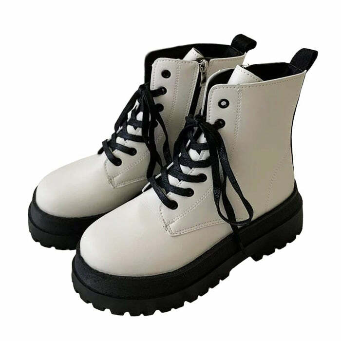 Trendy Y2K Platform Ankle Boots for Grunge and Coquette Aesthetic