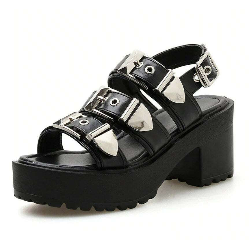 Trendy Y2K Pocket Money Buckle Sandals for Coquette and Grunge Aesthetics