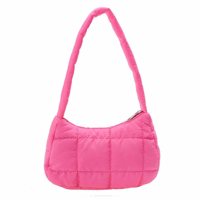 Trendy Y2K Puffer Baguette Bag for Coquette and Grunge Aesthetic Lovers