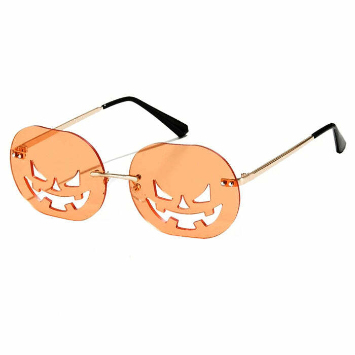 Trendy Y2K Pumpkin Sunglasses for Coquette and Grunge Aesthetic Lovers