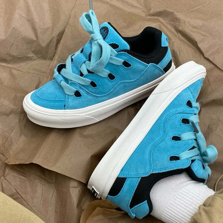 Trendy Y2K Skater Blue Sneakers for Aesthetic Outfits and Everyday Style