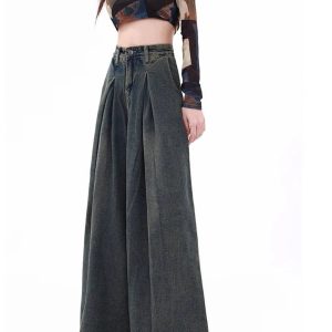 Trendy Y2K Ultra Wide-Leg Baggy Jeans for Effortless Aesthetic Style