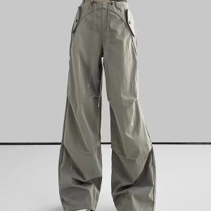 Trendy Y2K Wide-Leg Cargo Pants for Grunge and Coquette Aesthetic