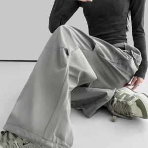 Trendy Y2K Wide-Leg Cargo Pants for Grunge and Coquette Aesthetic