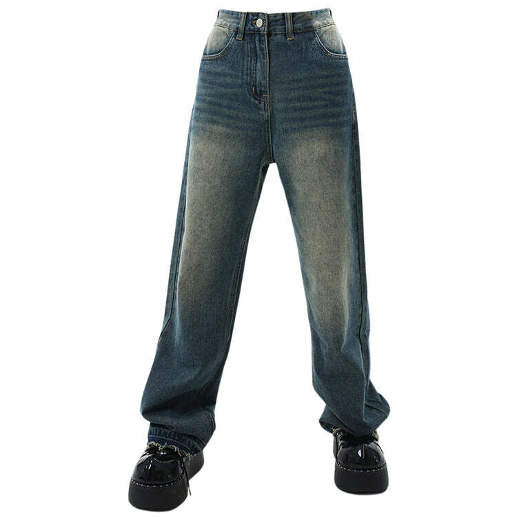 Trendy Y2K Wide Leg Jeans for a Chic Grunge Aesthetic Look