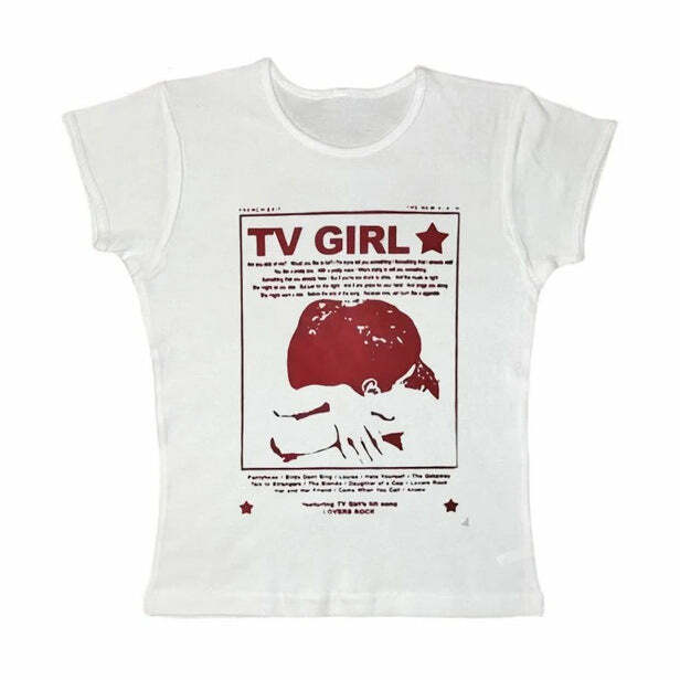 TV Girl Y2K Aesthetic Baby Tee - Cute Top for Coquette & Grunge Styles