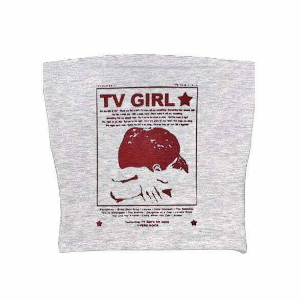 TV Girl Y2K Aesthetic Tube Top - Cute Pastel Goth Style for Trendy Looks