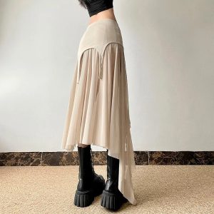 Twilight Shroud Y2K High-Low Skirt for Coquette and Grunge Aesthetics