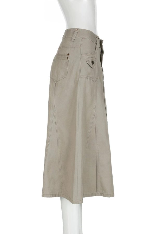 Utility Cargo Maxi Skirt: Y2K Aesthetic Meets Grunge Style Chic