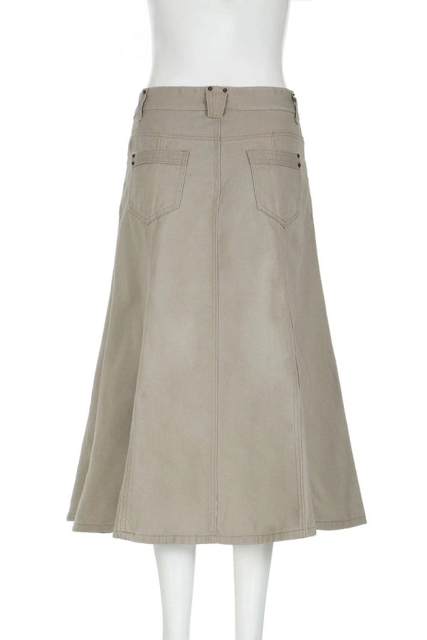 Utility Cargo Maxi Skirt: Y2K Aesthetic Meets Grunge Style Chic