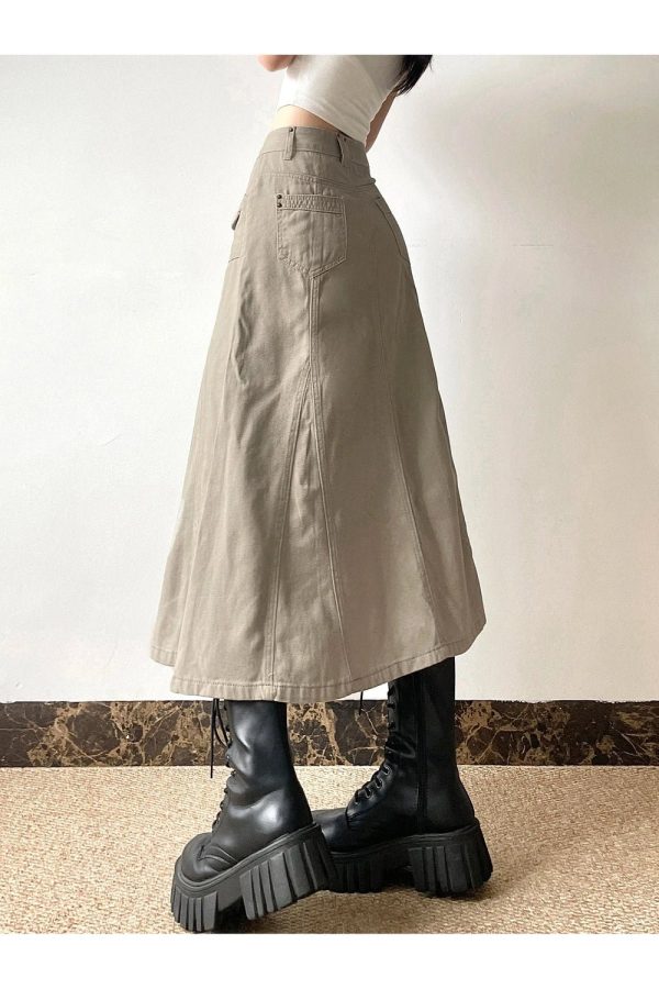 Utility Cargo Maxi Skirt: Y2K Aesthetic Meets Grunge Style Chic