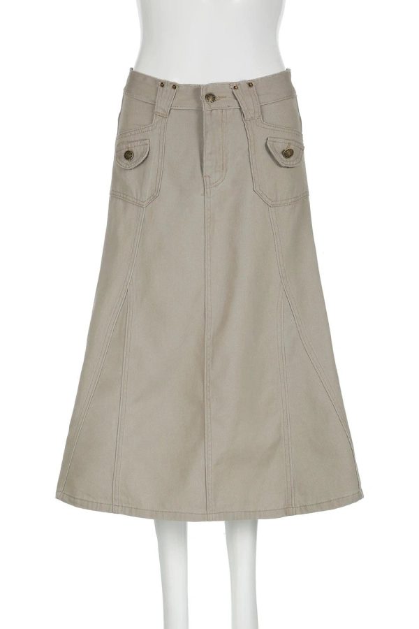 Utility Cargo Maxi Skirt: Y2K Aesthetic Meets Grunge Style Chic