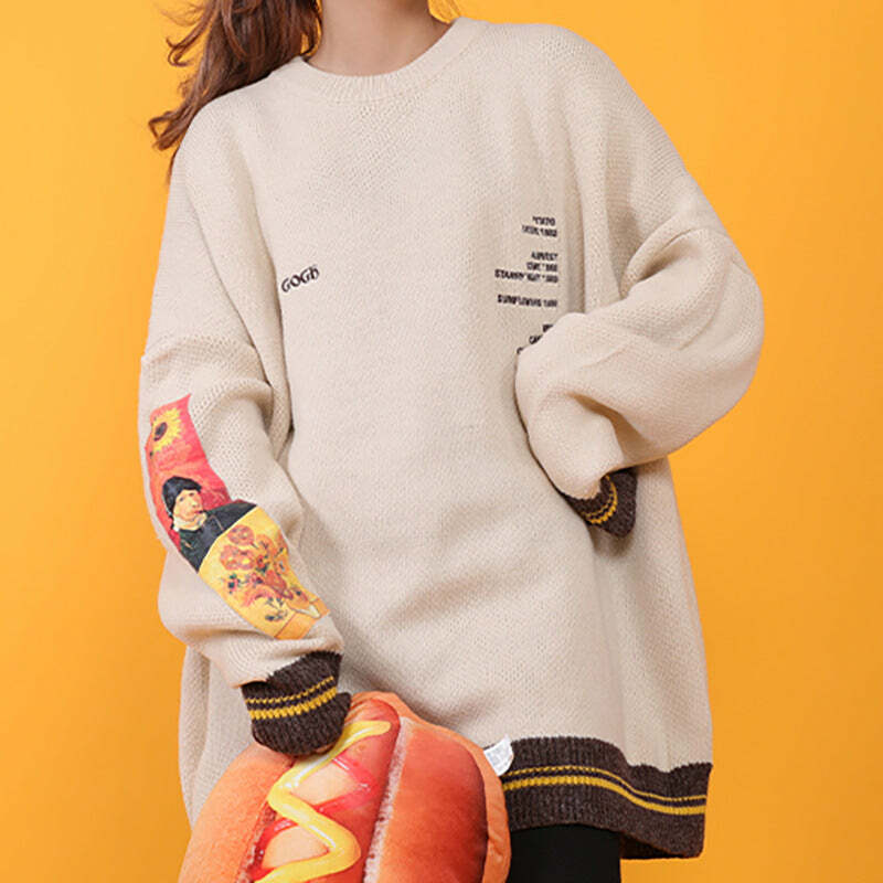 Van Gogh-Inspired Y2K Aesthetic Jumper for Cozy, Artistic Vibes