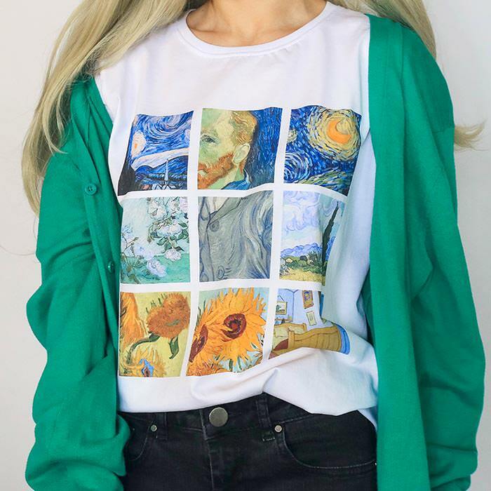 Van Gogh Tee: Y2K Aesthetic Art Top for Cute and Comfy Outfits