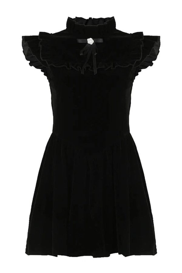 Velvet Ruffle Mini Dress - Y2K Aesthetic Cute Dress for Stylish Looks