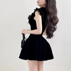 Velvet Ruffle Mini Dress - Y2K Aesthetic Cute Dress for Stylish Looks