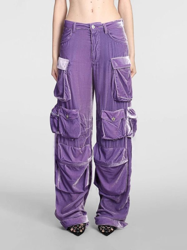 Velvet Vibe Y2K Utility Cargo Pants for Grunge and Coquette Aesthetic