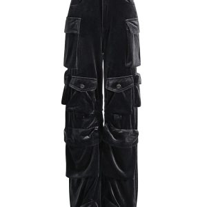 Velvet Vibe Y2K Utility Cargo Pants for Grunge and Coquette Aesthetic