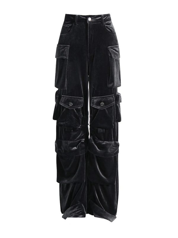 Velvet Vibe Y2K Utility Cargo Pants for Grunge and Coquette Aesthetic