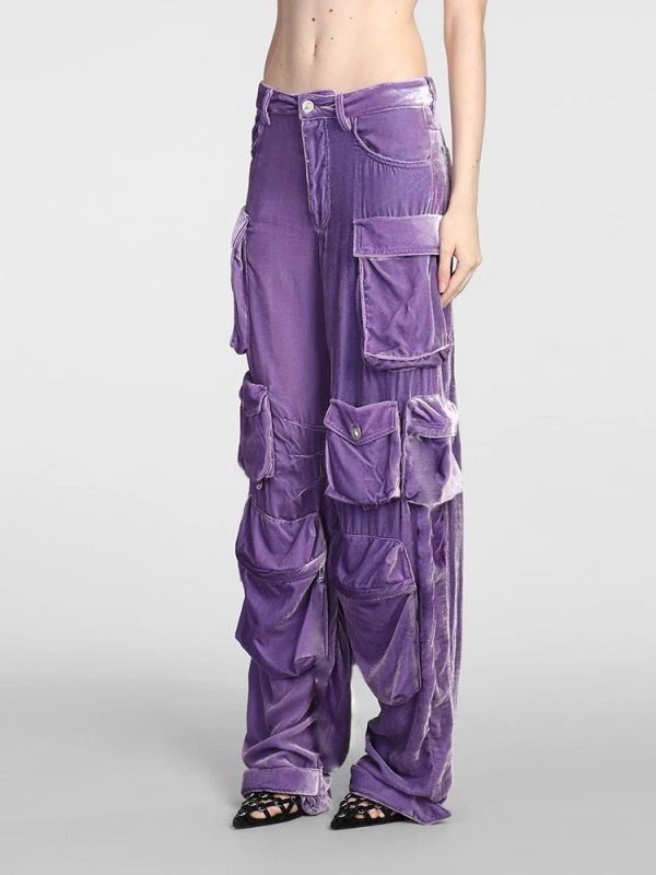 Velvet Vibe Y2K Utility Cargo Pants for Grunge and Coquette Aesthetic