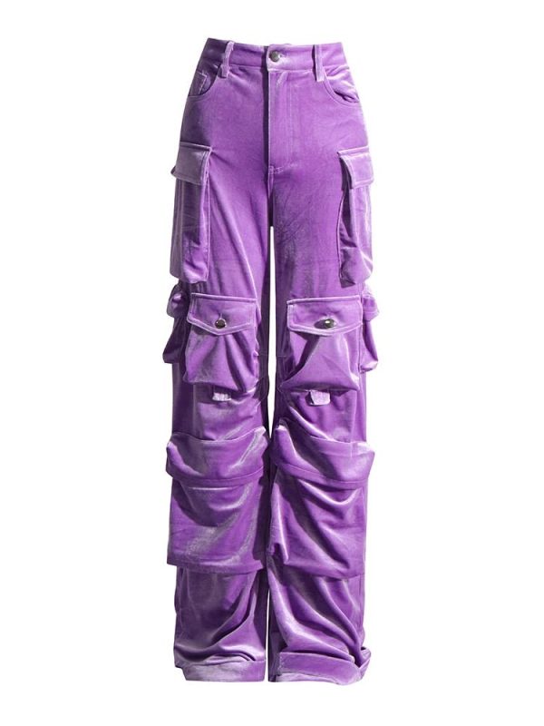 Velvet Vibe Y2K Utility Cargo Pants for Grunge and Coquette Aesthetic