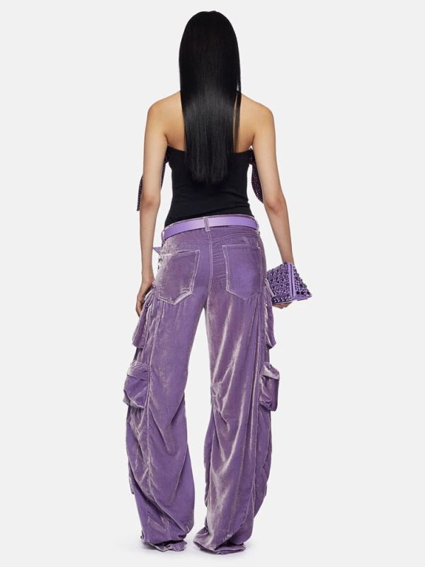 Velvet Vibe Y2K Utility Cargo Pants for Grunge and Coquette Aesthetic