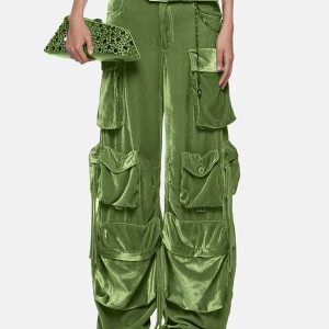 Velvet Vibe Y2K Utility Cargo Pants for Grunge and Coquette Aesthetic