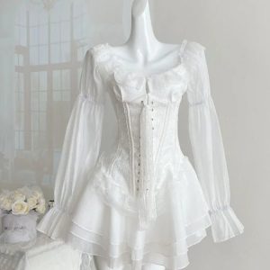 Victorian Romance Lace Corset Dress - Y2K Aesthetic & Coquette Style