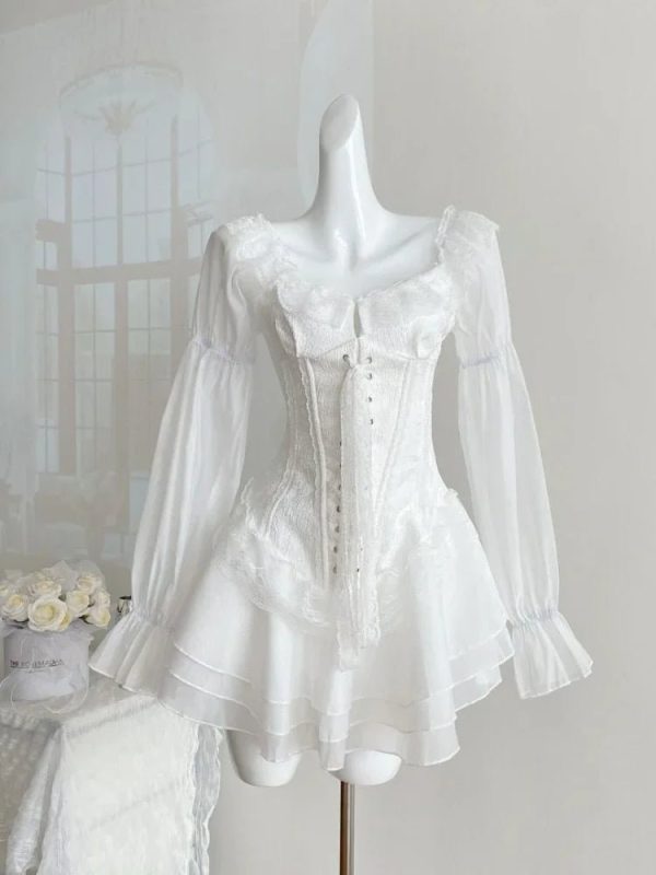 Victorian Romance Lace Corset Dress - Y2K Aesthetic & Coquette Style