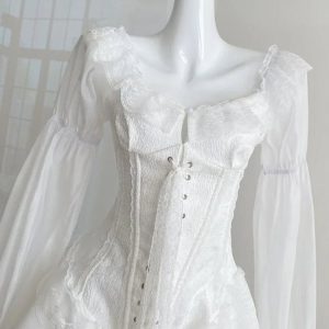 Victorian Romance Lace Corset Dress - Y2K Aesthetic & Coquette Style