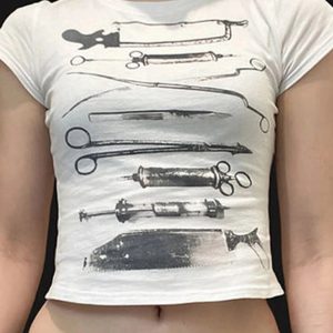 Vintage Anatomy Tools Y2K Crop Top - Cute Aesthetic Fashion Piece