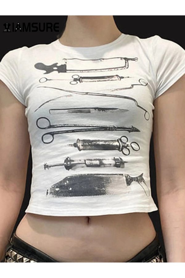 Vintage Anatomy Tools Y2K Crop Top - Cute Aesthetic Fashion Piece