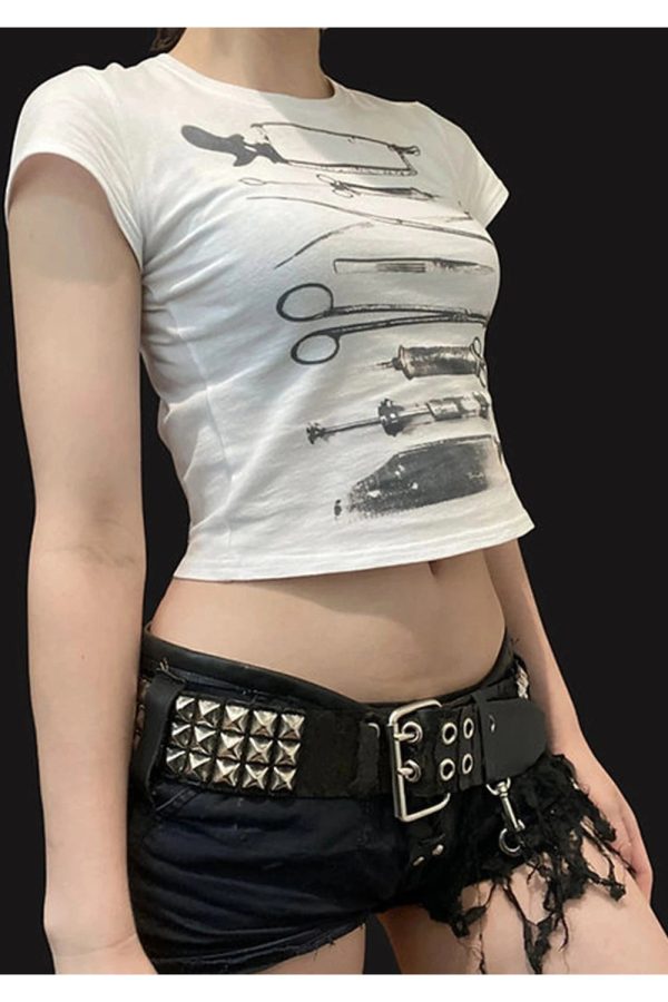 Vintage Anatomy Tools Y2K Crop Top - Cute Aesthetic Fashion Piece