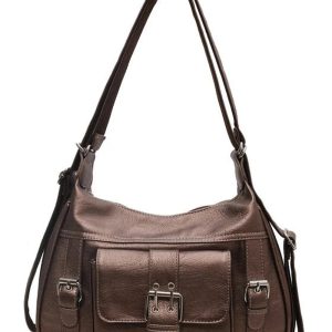 Vintage Buckled Satchel Bag - Y2K Aesthetic Chic for Every Outfit