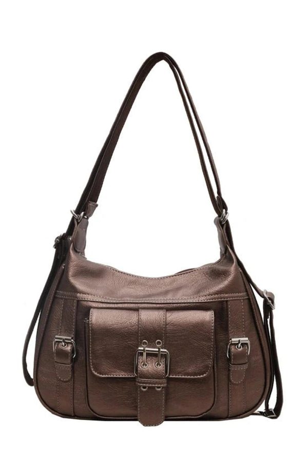 Vintage Buckled Satchel Bag - Y2K Aesthetic Chic for Every Outfit