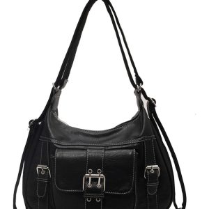 Vintage Buckled Satchel Bag - Y2K Aesthetic Chic for Every Outfit