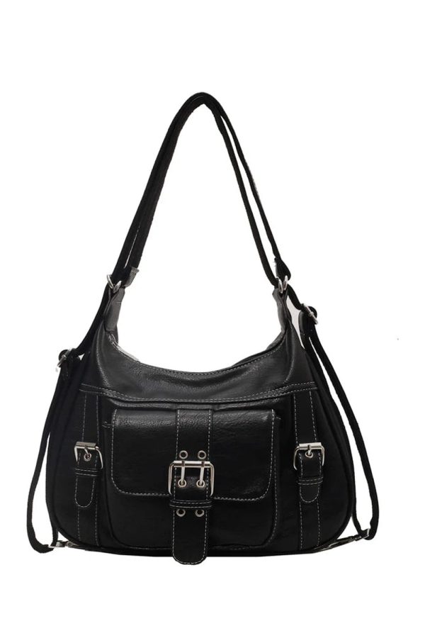 Vintage Buckled Satchel Bag - Y2K Aesthetic Chic for Every Outfit