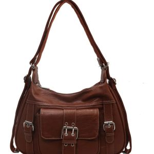 Vintage Buckled Satchel Bag - Y2K Aesthetic Chic for Every Outfit