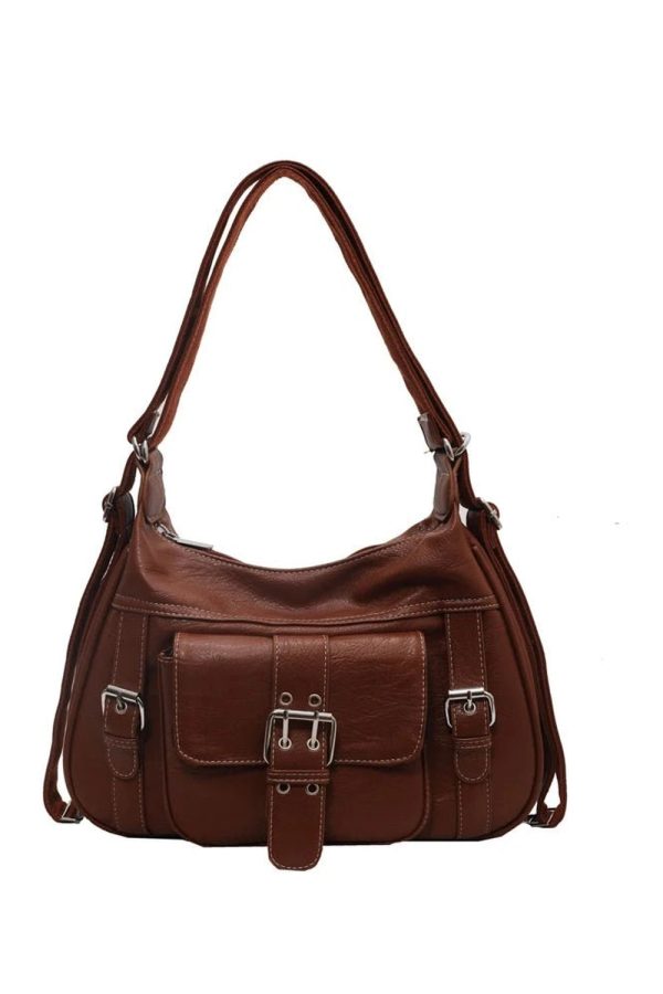 Vintage Buckled Satchel Bag - Y2K Aesthetic Chic for Every Outfit