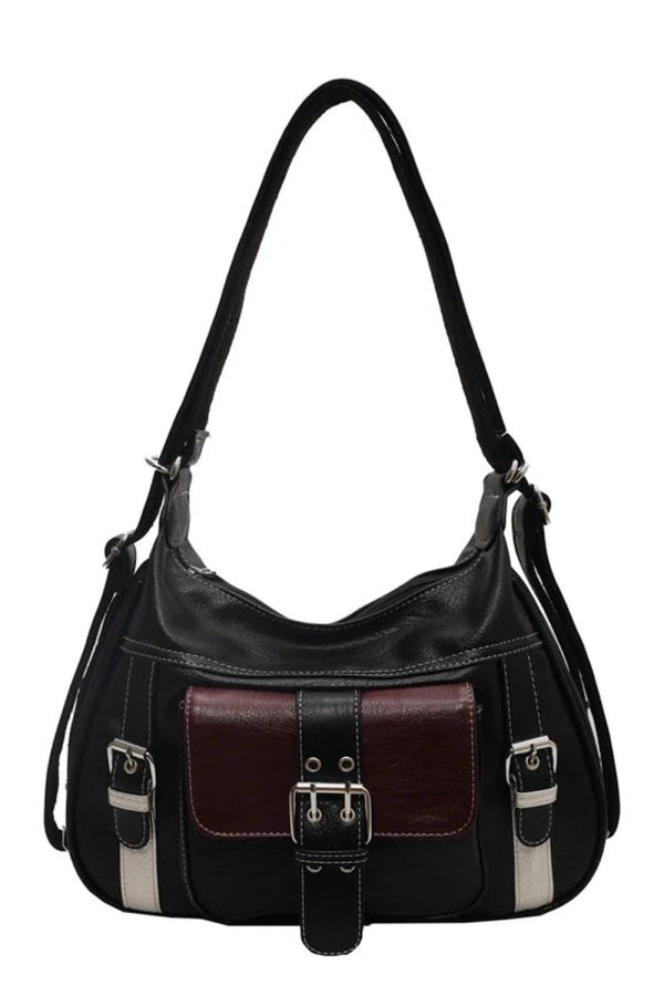 Vintage Buckled Satchel Bag - Y2K Aesthetic Chic for Every Outfit