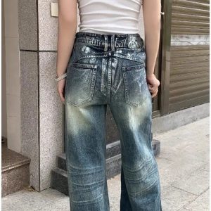 Vintage Fade Wide-Leg Jeans for Y2K Aesthetic and Grunge Style Outfits