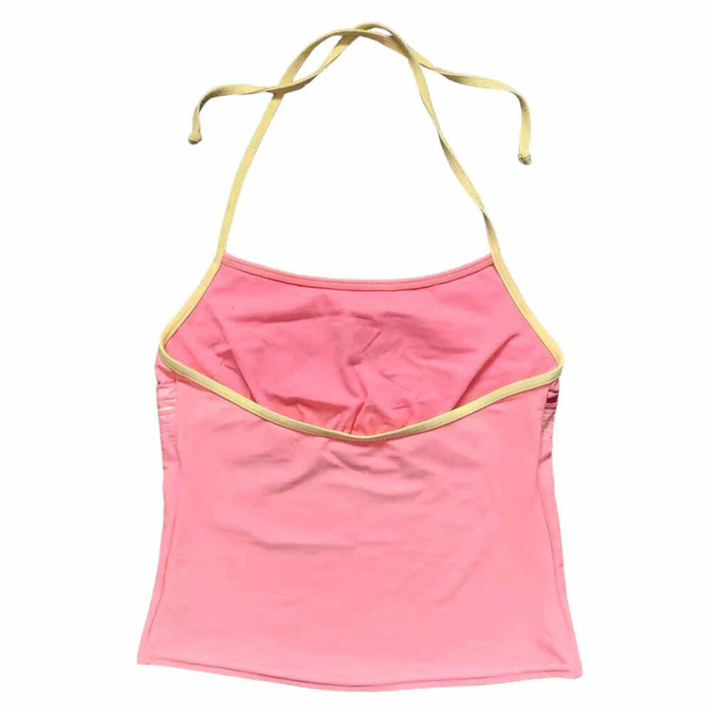 Vintage Pink Car Y2K Halter Top - Cute Aesthetic for Y2K Fashion Lovers