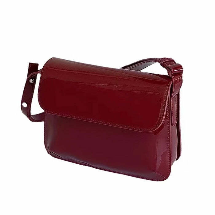 Vintage Red Lacquered Bag - Y2K Aesthetic Chic for Coquette Style