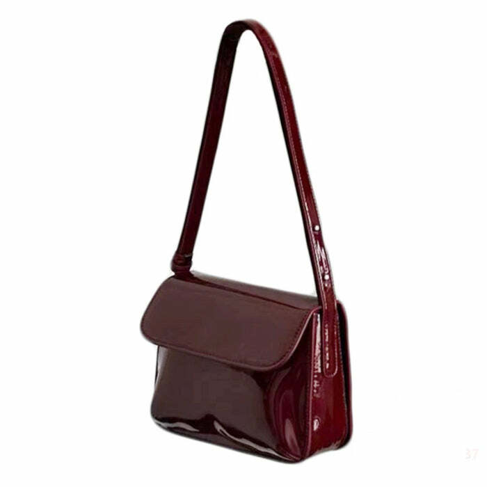 Vintage Red Lacquered Bag - Y2K Aesthetic Chic for Coquette Style