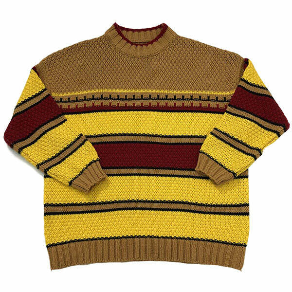 Vintage Striped Oversized Sweater for Y2K Aesthetic and Cozy Style