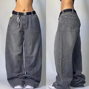 Vintage Washed Baggy Jeans for Y2K Aesthetic and Grunge Style Lovers