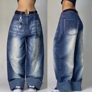 Vintage Washed Baggy Jeans for Y2K Aesthetic and Grunge Style Lovers