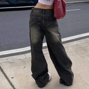 Vintage Washed Baggy Jeans for Y2K Aesthetic and Grunge Style Lovers